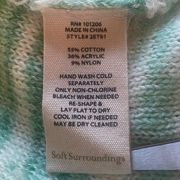 Soft Surroundings Juniper Aqua Multi Stripe Cardigan Women’s Medium Open Front - Picture 5 of 9